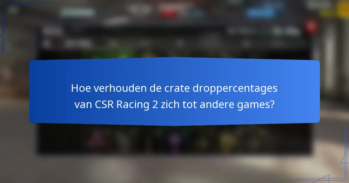 Hoe verhouden de crate droppercentages van CSR Racing 2 zich tot andere games?